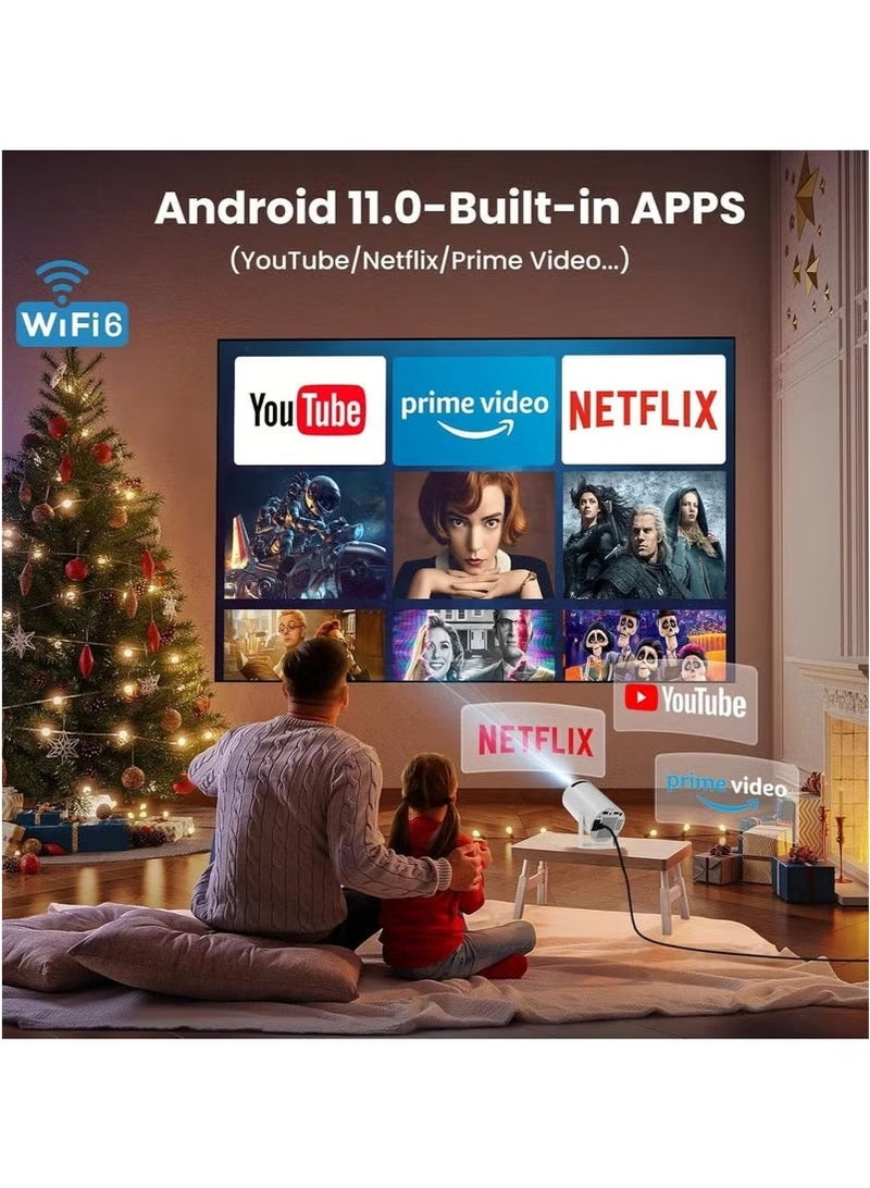 BLUMENIT Smart Projector 4K with Android OS, WiFi 6 & Bluetooth 5.2 – 180° Rotating Stand, Auto Focus, Electric Keystone, 1080P Full HD, Built-in Apps & HiFi Speakers - Image 4